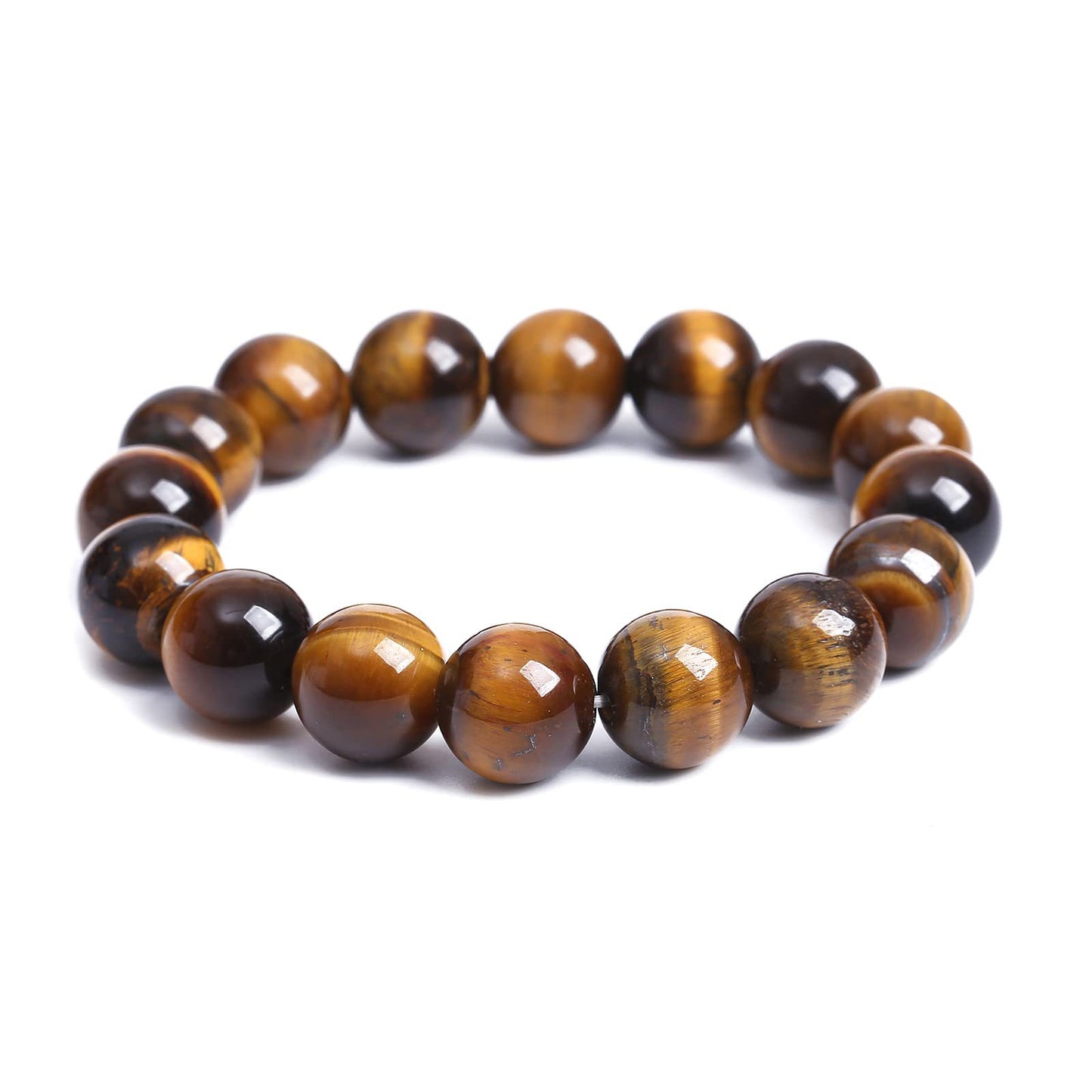 10mm Natural Tiger Eye Bracelet Yoga Single Ring Stlestring Bracelet Handmade Beaded Men's Tiger Eye Bracelet