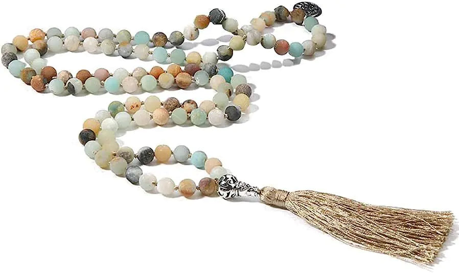 108 Bead Necklace with Semi-Precious Stones & Tassels