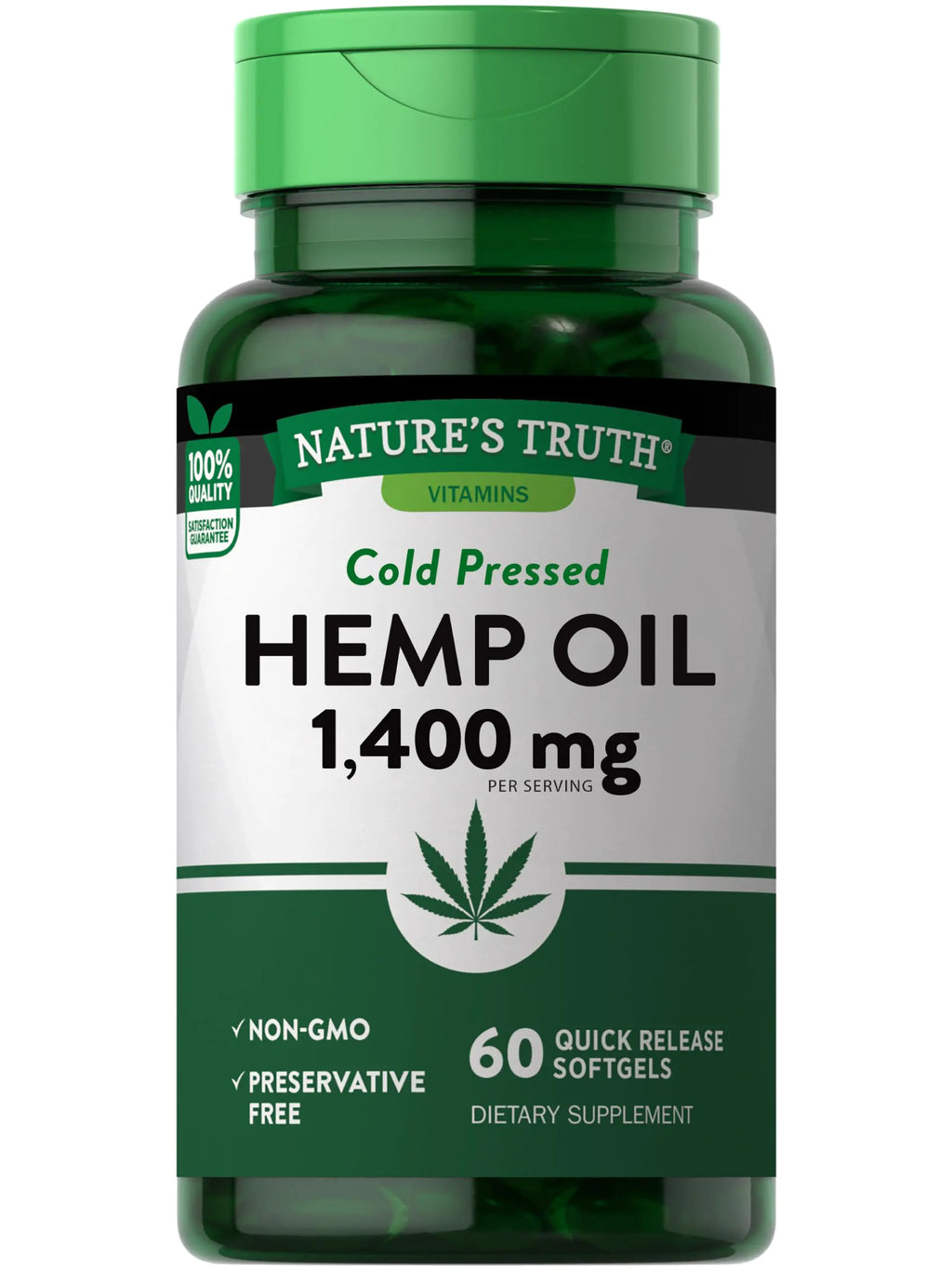 Natures Truth Hemp Oil | 60 Softgels | 1400mg | Non-GMO & Gluten Free Supplement | Cold Pressed from Hemp Seeds