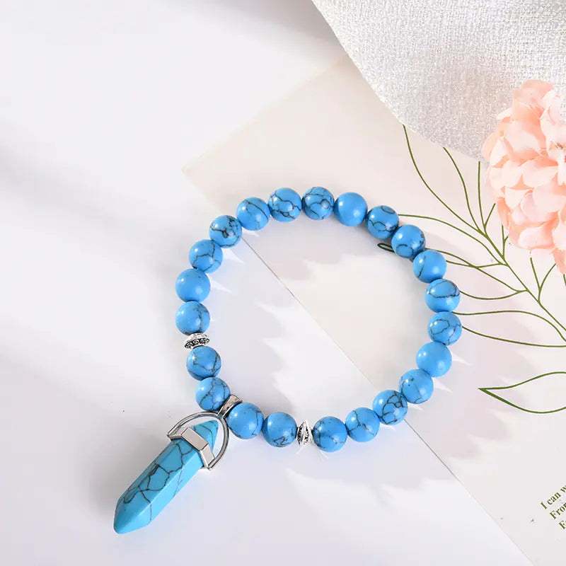 Amethyst Powder Crystal Round Bead Fashion Bracelet