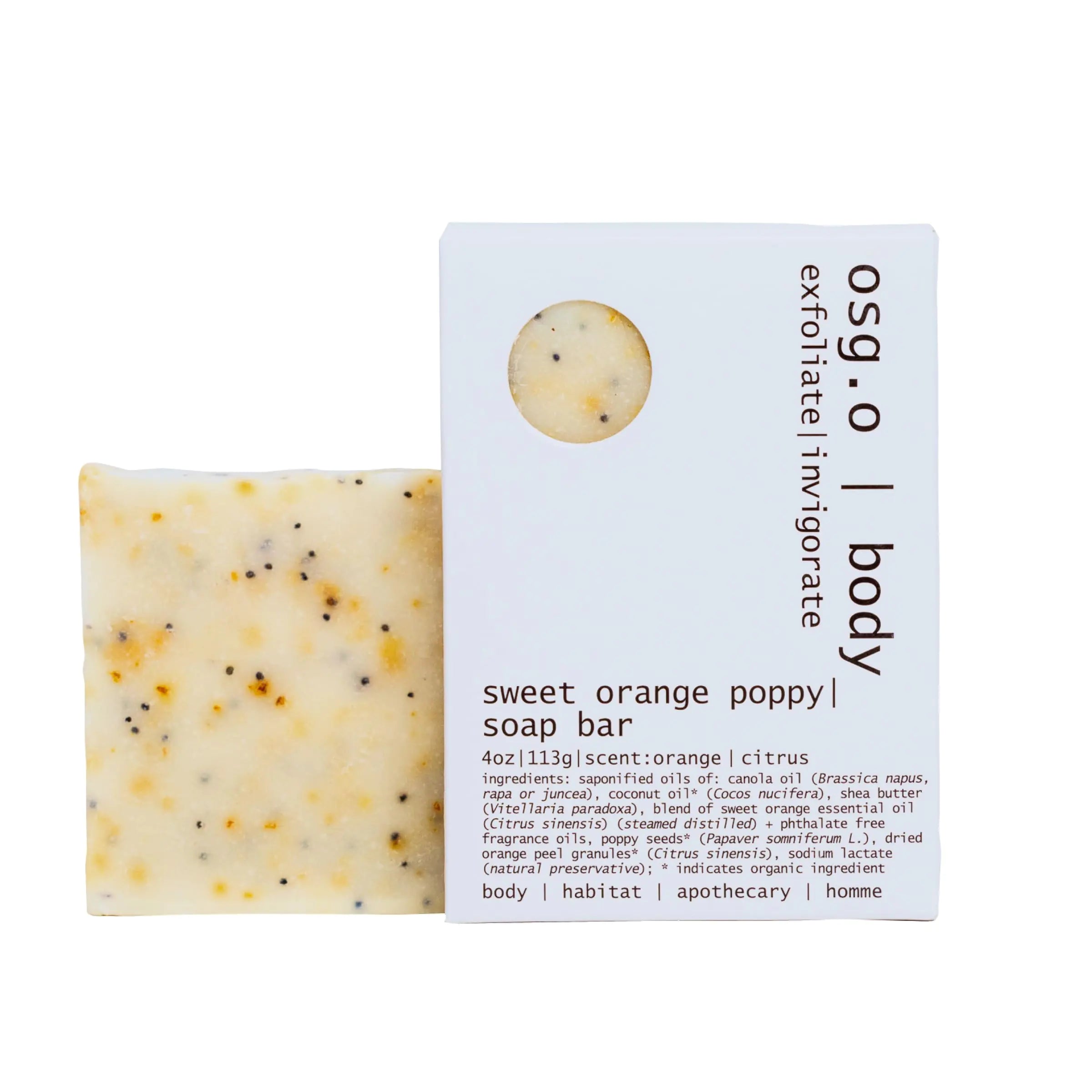 Natural Organic Soap Bar with Sweet Orange and Poppy