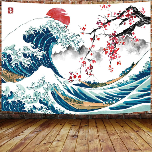 Japanese Wave Tapestry -  60X40Inches