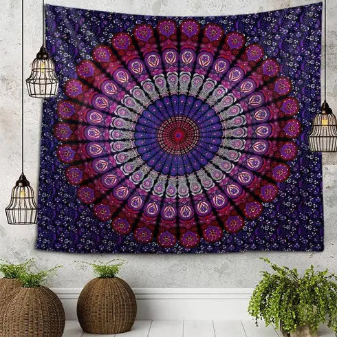 Blue Mandala Tapestry - Decorative Wall Hanging