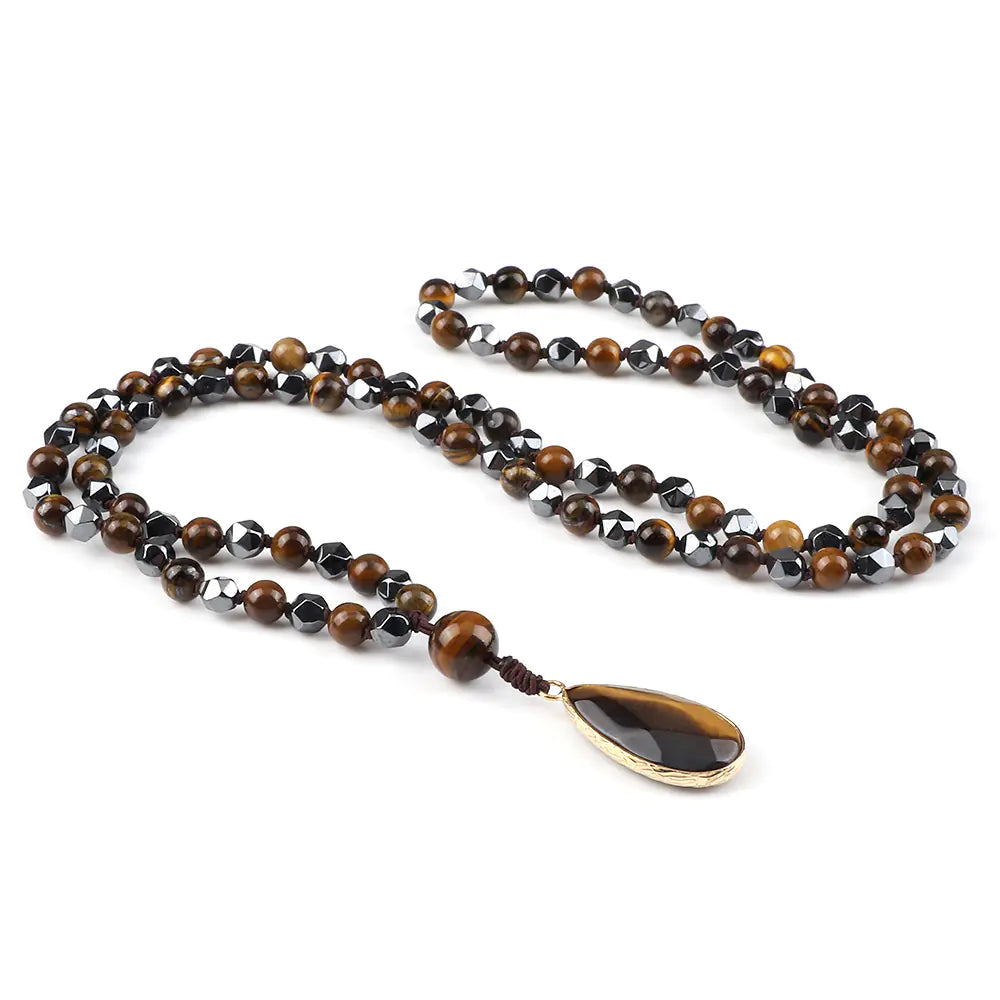 Amazon Water Drop Single Ear Stone Bead Necklace