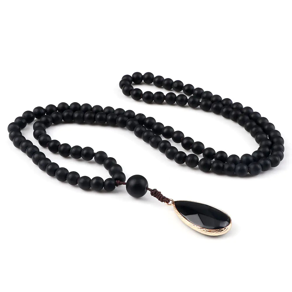 Amazon Water Drop Single Ear Stone Bead Necklace