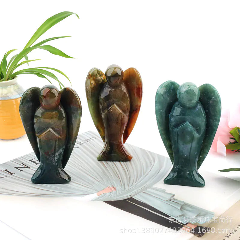 Natural Crystal Angel Rose Quartz Home Decor