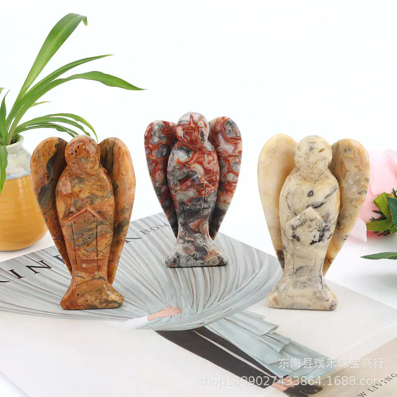 Natural Crystal Angel Rose Quartz Home Decor