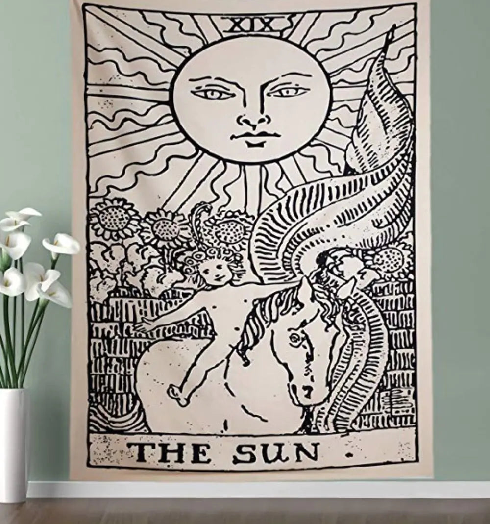 Sun Tapestry with Printed Design