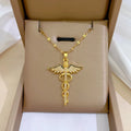 Rotating Dragonfly Snake Stick Angel Wings Necklace