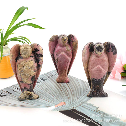 Natural Crystal Angel Rose Quartz Home Decor