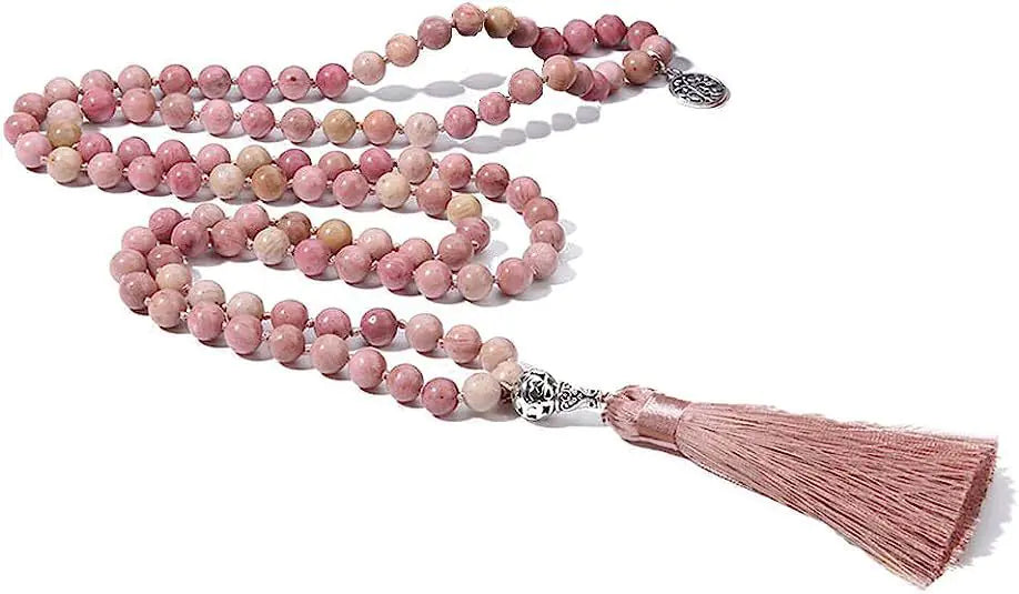 108 Bead Necklace with Semi-Precious Stones & Tassels