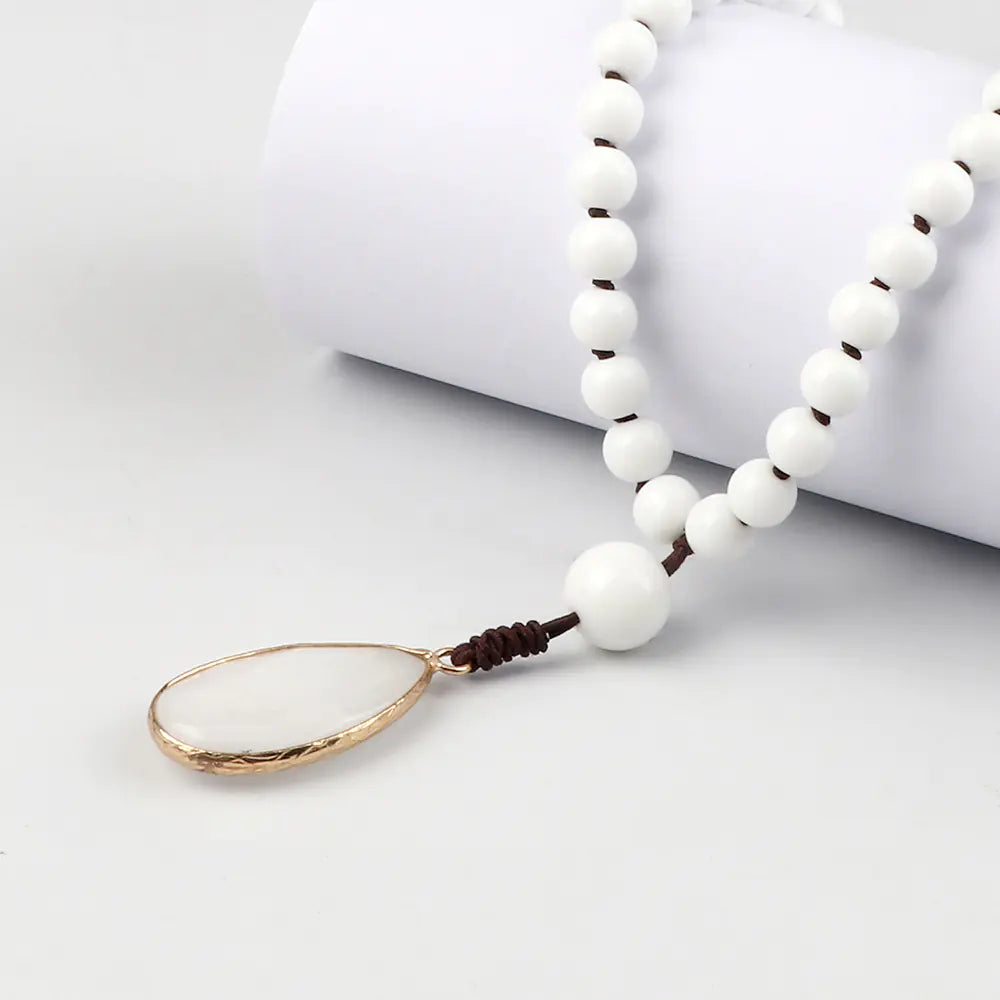 Amazon Water Drop Single Ear Stone Bead Necklace