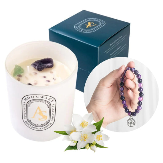 Crystal Infused Manifestation Candles (with Amethyst Bracelet)