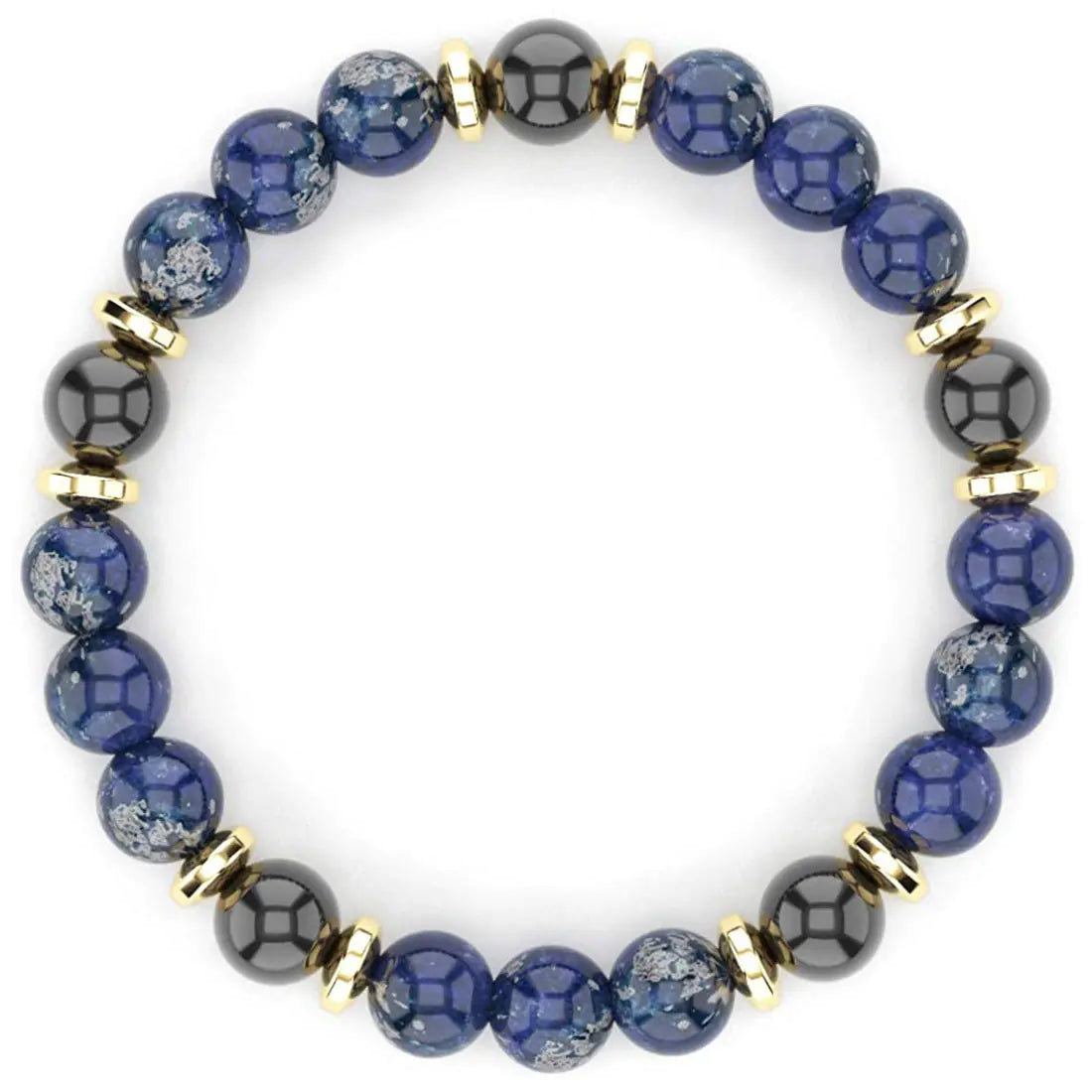 Unisex Lapis Lazuli and Black Agate Chiffon Bracelet