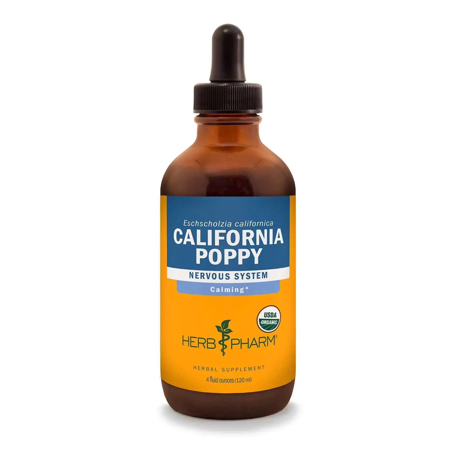 Herb Pharm Certified Organic California Poppy Liquid Extract for Calming Nervous System Support - 4 Ounce
