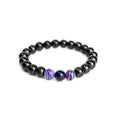 Shungite Elastic Stretchy Bracelet - (with 3 Purple Agate Beads)