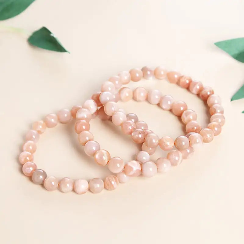Sunstone Bracelet with Round Orange Beads