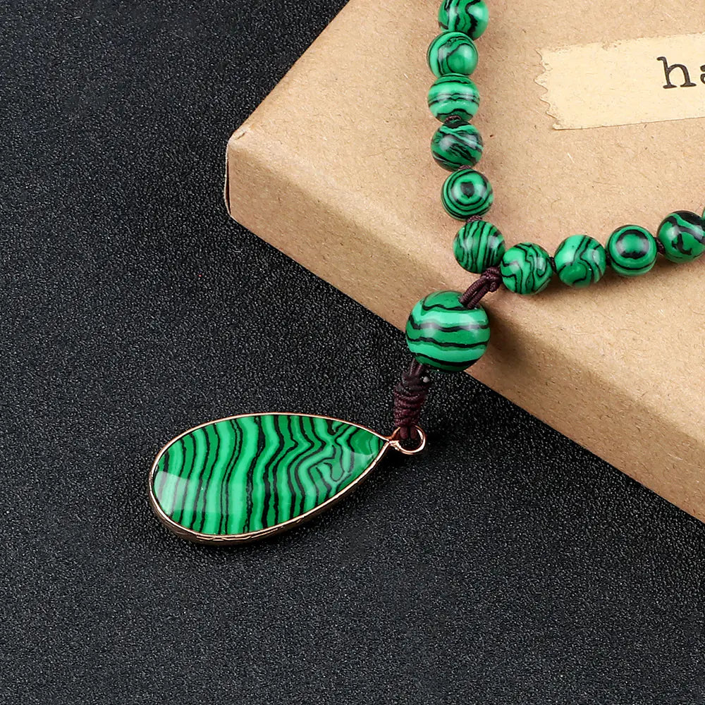 Amazon Water Drop Single Ear Stone Bead Necklace