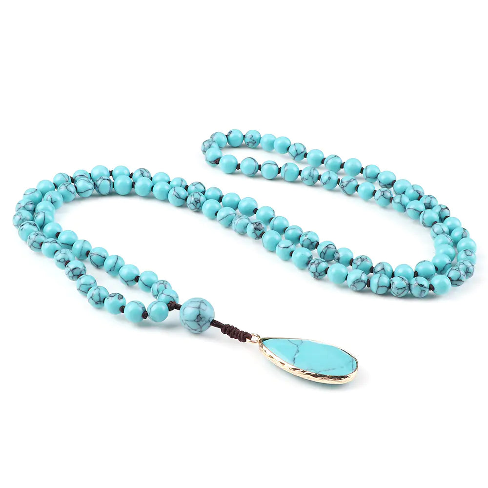 Amazon Water Drop Single Ear Stone Bead Necklace