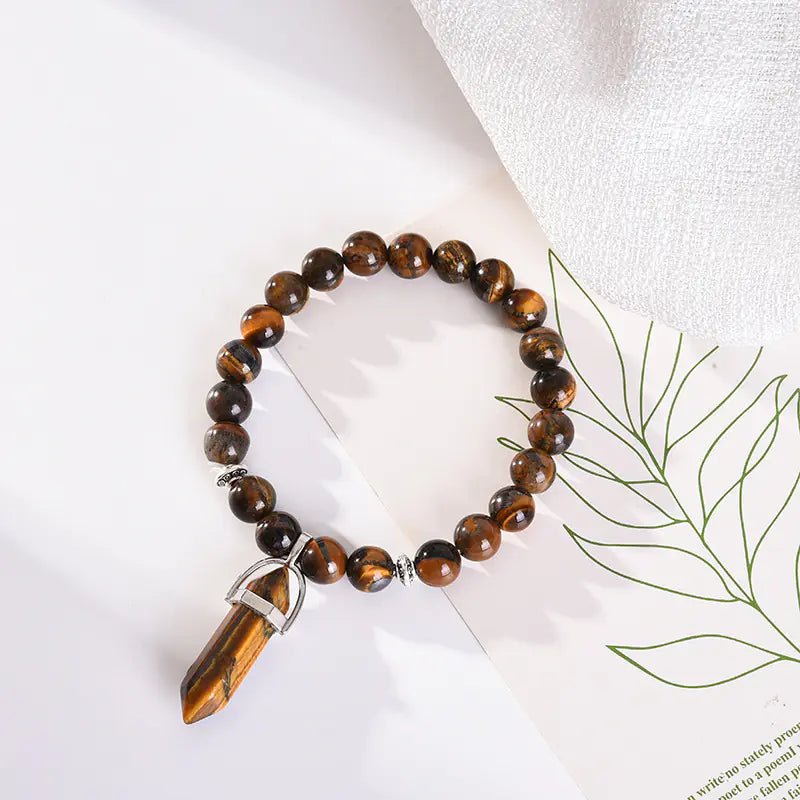 Amethyst Powder Crystal Round Bead Fashion Bracelet