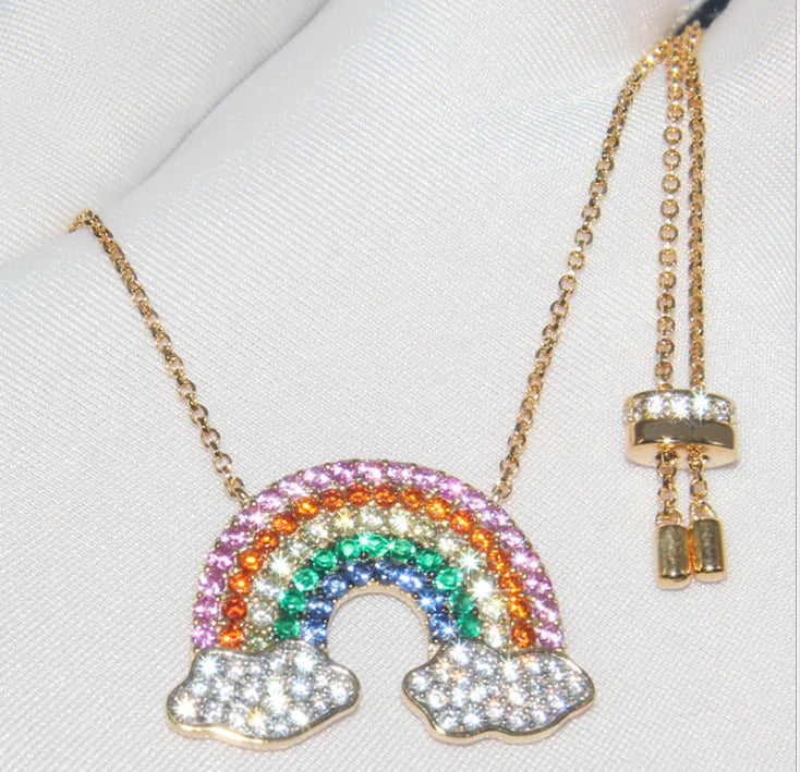Rainbow Crystal Choker Necklace