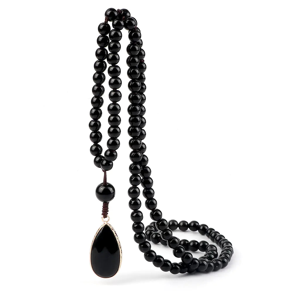 Amazon Water Drop Single Ear Stone Bead Necklace