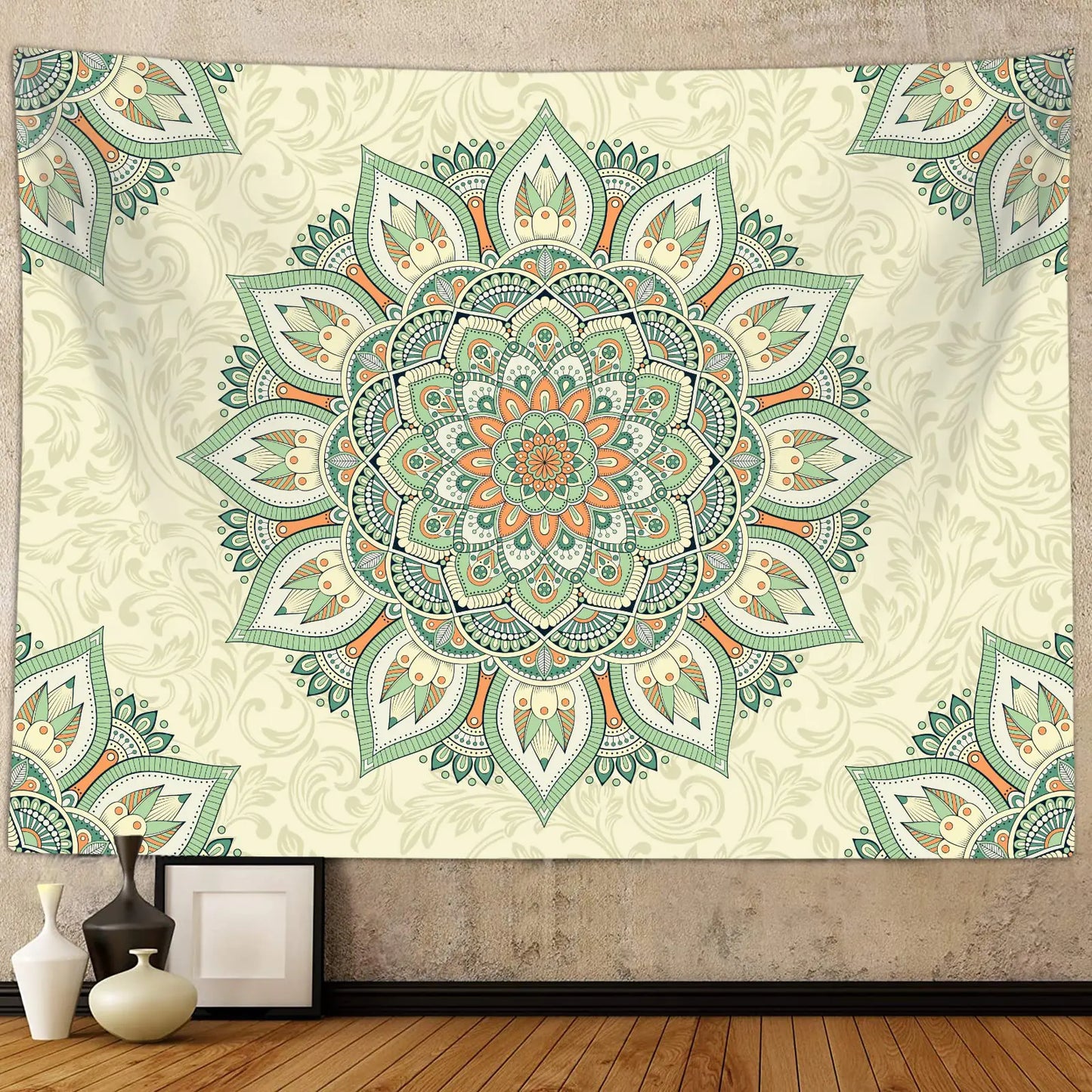 Boho Green Mandala Tapestry - Sage Green -  60X40" Poster