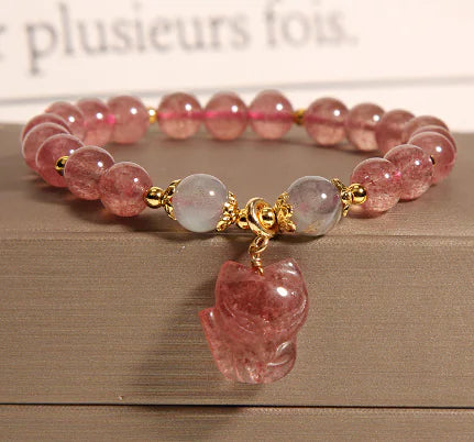 Single Circle Quartz Jade Strawberry Crystal Necklace