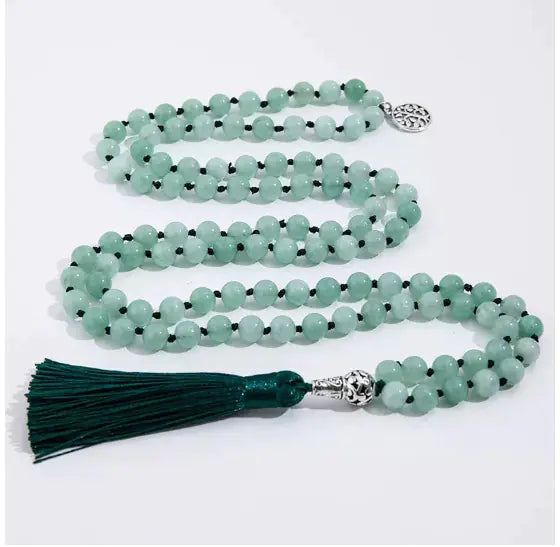 108 Bead Necklace with Semi-Precious Stones & Tassels