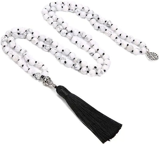 108 Bead Necklace with Semi-Precious Stones & Tassels