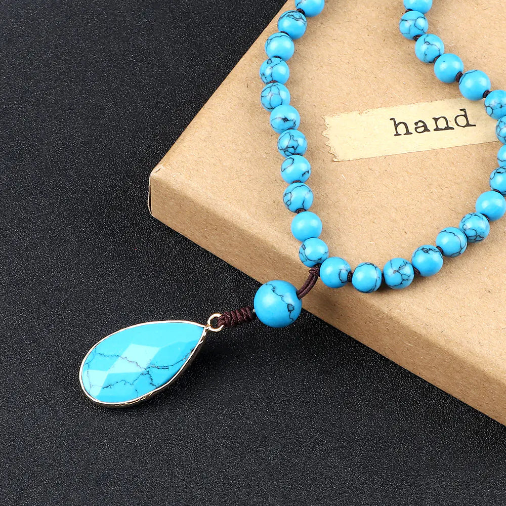 Amazon Water Drop Single Ear Stone Bead Necklace