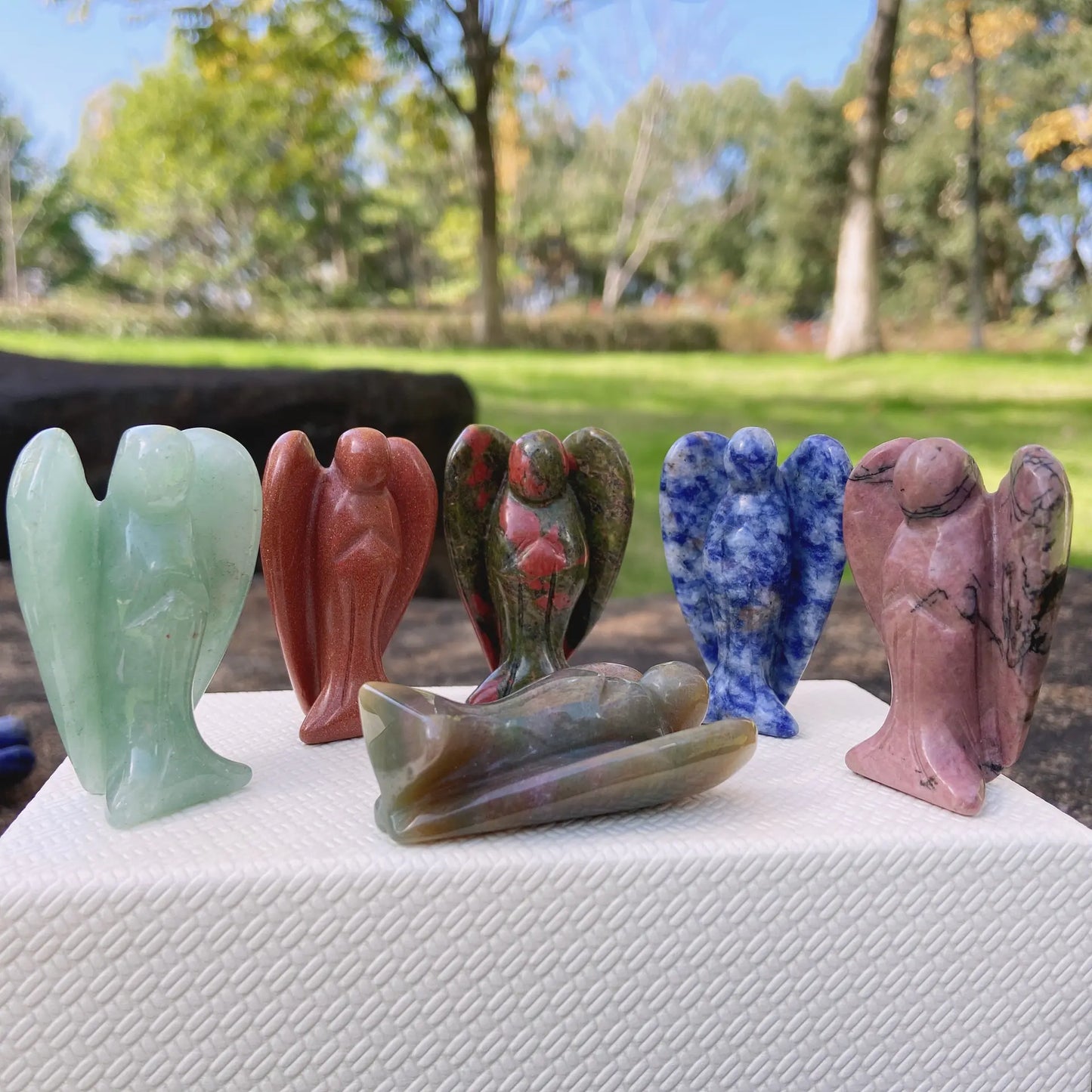 Natural Crystal Angel Rose Quartz Home Decor