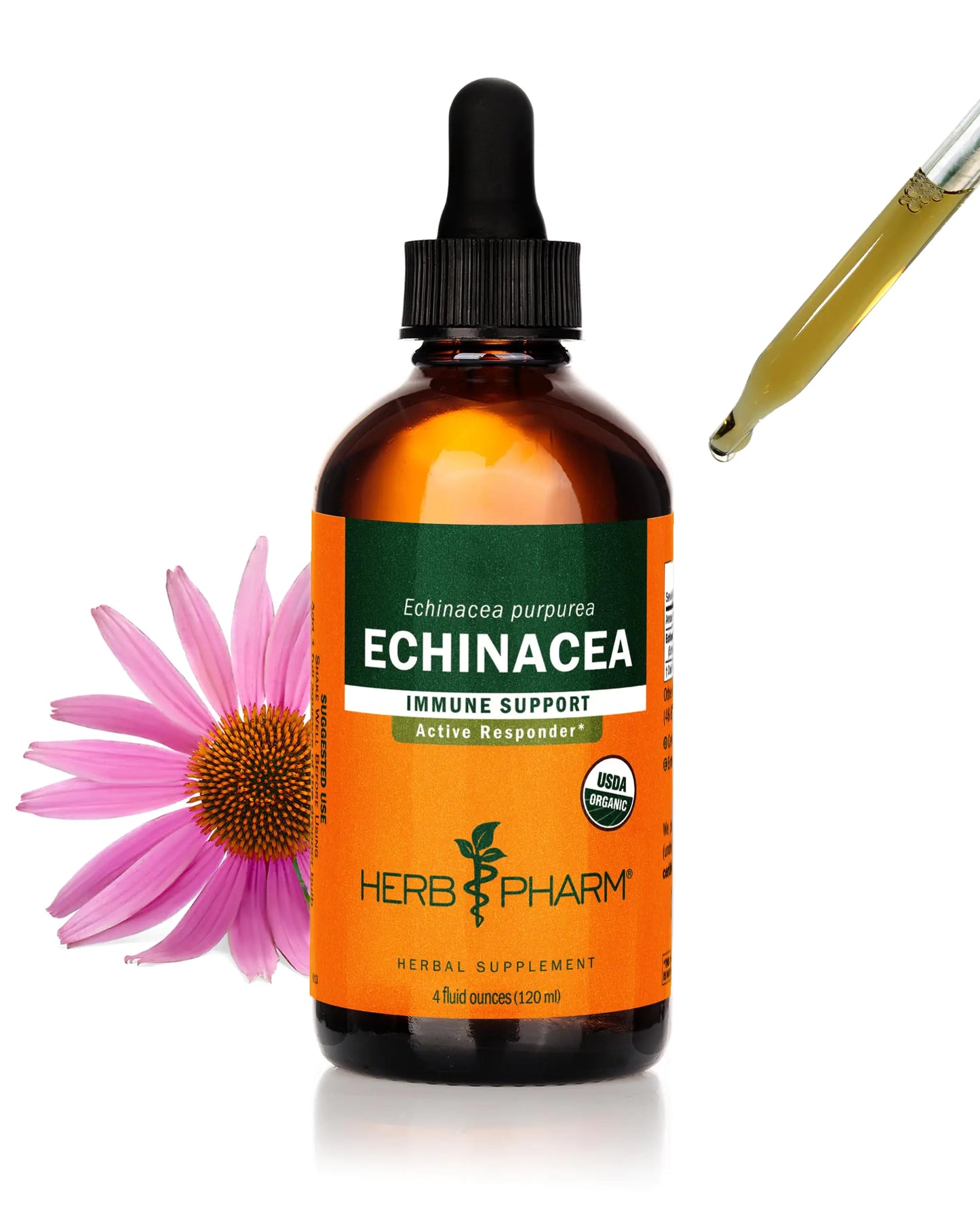 🌸 Certified Organic Super Echinacea Liquid Extract for Active Immune System Support - 4 Oz