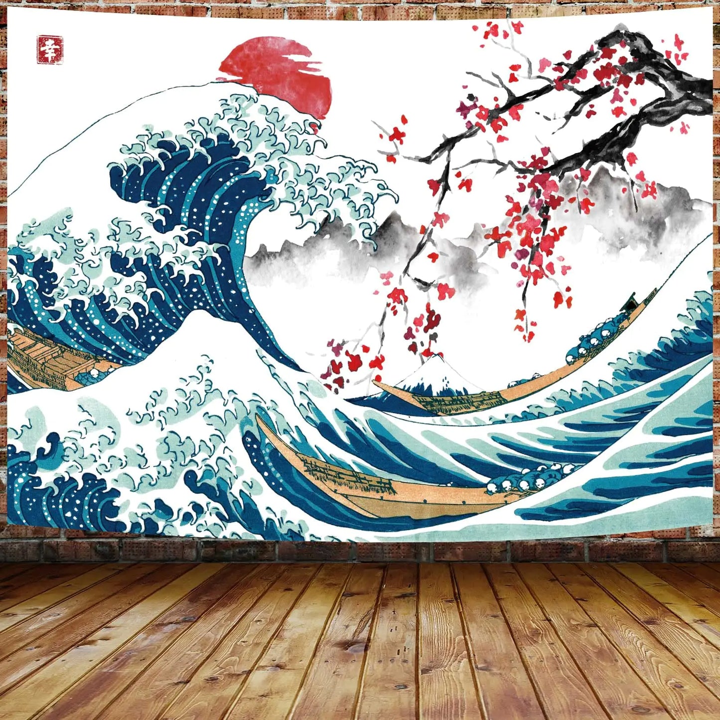 Japanese Wave Tapestry -  60X40Inches