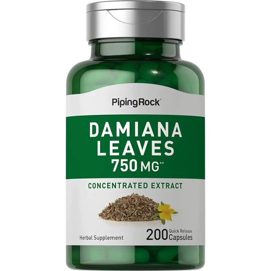 💕💟Damiana Leaf Capsules | 750 mg | 200 Count | Herb Extract Supplement | Non-GMO Gluten Free