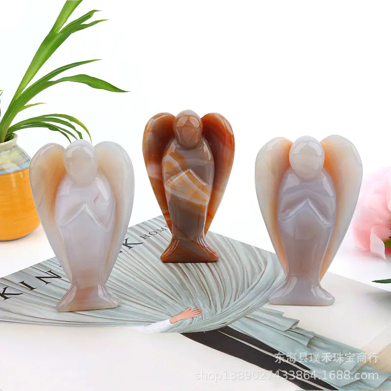 Natural Crystal Angel Rose Quartz Home Decor