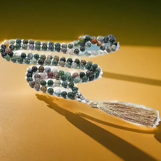 108 Bead Necklace with Semi-Precious Stones & Tassels