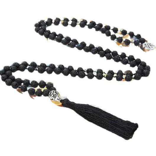 108 Bead Necklace with Semi-Precious Stones & Tassels