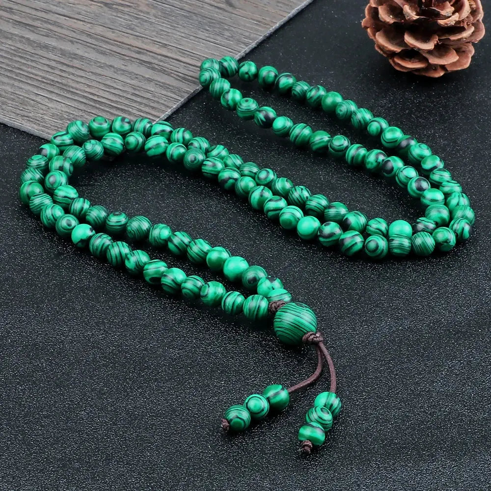 Malachite 108 Beaded Necklace