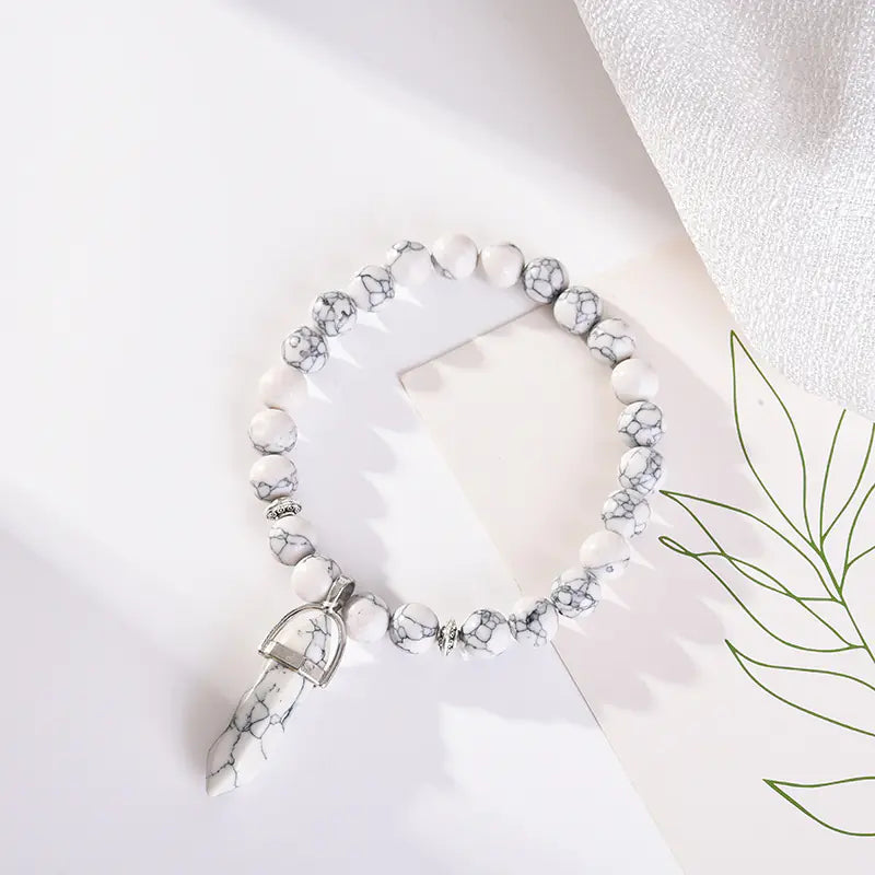 Amethyst Powder Crystal Round Bead Fashion Bracelet