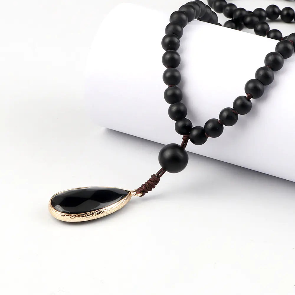 Amazon Water Drop Single Ear Stone Bead Necklace