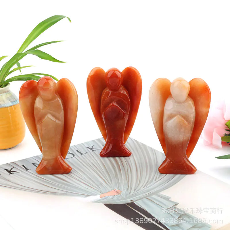 Natural Crystal Angel Rose Quartz Home Decor