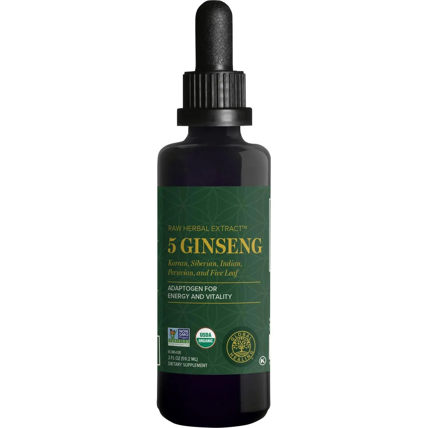 Global Healing Ginseng - Organic Raw Herbal Extract - Non-GMO - 2 Fl Oz