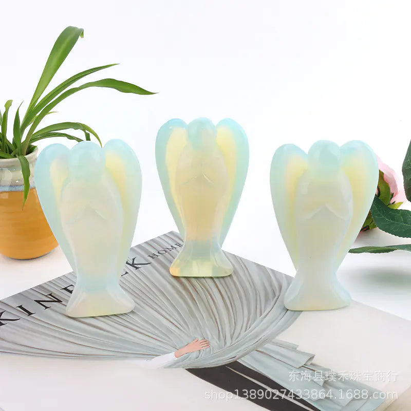 Natural Crystal Angel Rose Quartz Home Decor