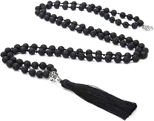 108 Bead Necklace with Semi-Precious Stones & Tassels